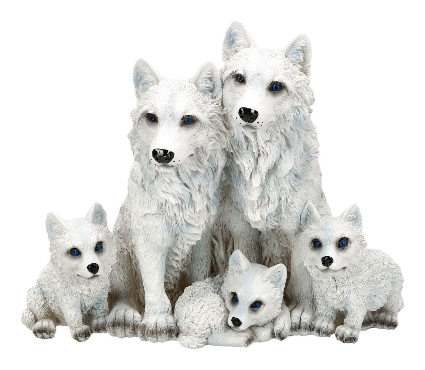 Figuren Shop GmbH Tierfigur Wolf Figur – Wolfsfamilie mit Welpen Tier Statue Sammler Deko 20 cm von Figuren Shop GmbH