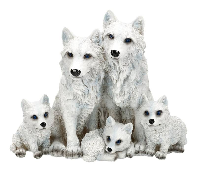 Figuren Shop GmbH Tierfigur Wolf Figur – Wolfsfamilie mit Welpen Tier Statue Sammler Deko 20 cm von Figuren Shop GmbH