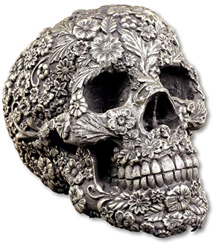 Figuren Shop GmbH Totenkopf Figur mit Blumen-Muster schwarz-grau von Figuren Shop GmbH