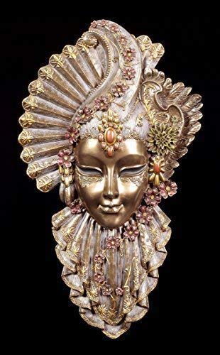 Figuren Shop GmbH Venezianische Maske Charm Flower | Veronese Wand Deko Bronze-Optik Karneval Venedig von Figuren Shop GmbH