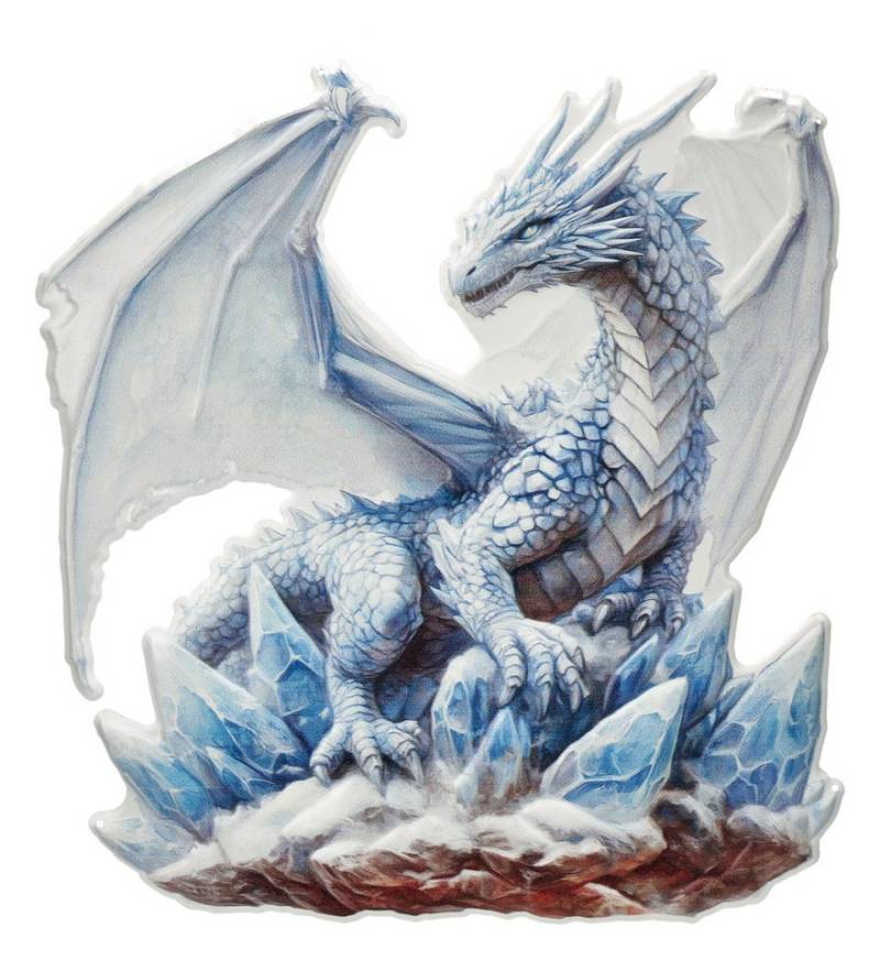 Figuren Shop GmbH Wanddekoobjekt Eisdrache Metallschild – Fantasy Wanddeko Drache 41 cm Dekoschild von Figuren Shop GmbH