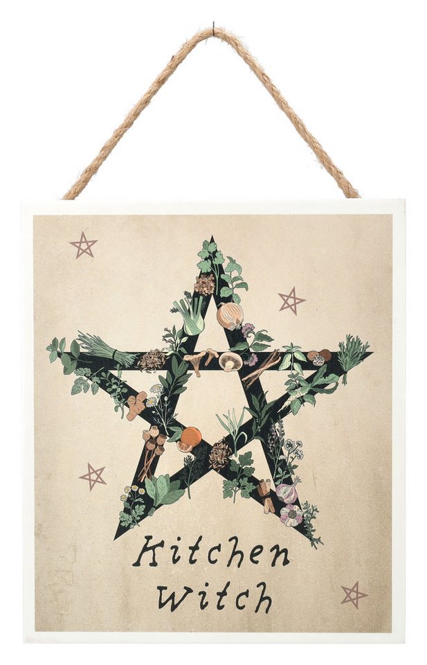Figuren Shop GmbH Wanddekoobjekt Türschild - Kitchen Witch - Fantasy Dekoschild Hexenküche Pentagramm von Figuren Shop GmbH