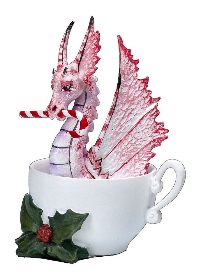 Figuren Shop GmbH Weihnachtsfigur Drachen Figur - Perfectly Peppermint - Fantasydeko Weihnachten (1 St) von Figuren Shop GmbH