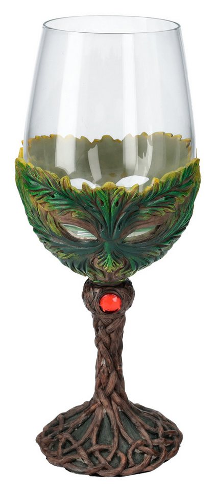 Figuren Shop GmbH Weinglas Weinglas Greenman - Tree Spirit - Fantasy mystisches Glas Dekoration, Kunststein (Polyresin), Glas von Figuren Shop GmbH