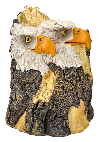 Figuren Shop GmbH Weißkopfseeadler Stiftebecher - Baumstamm-Design, Handbemalt, 14cm Höhe, Adler Deko von Figuren Shop GmbH
