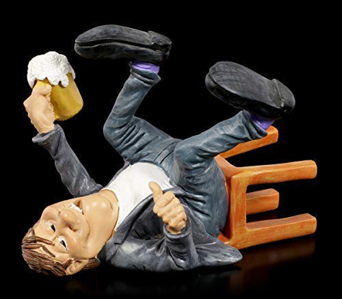 Funny Life Figur - Der letzte Gast der vom Hocker gefallen ist | Witzige Dekofigur, handbemalt von Figuren Shop GmbH