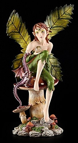 Große Elfen Figur - Dorna mit Drache - Elfenfigur Elfe Fee Fairy Deko von Figuren Shop GmbH