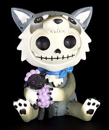 Große Furrybones Figur | Wolfgang im Wolfs-Kostüm | inkl. Geschenkbox für Sammler | Lustige Deko Totenkopf Gesicht von Figuren Shop GmbH