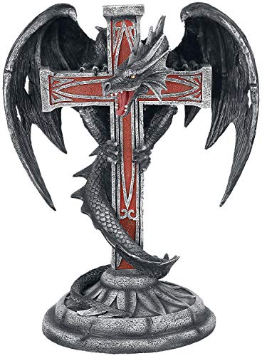 Große dunkle Drachen Figur an Kreuz - Mortiferos - Gothic Deko von Figuren Shop GmbH