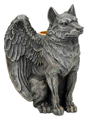 Kerzenhalter geflügelter Wolf 13 cm - Gargoyle Kerzenständer, Mystische Fantasy-Figur von Figuren Shop GmbH