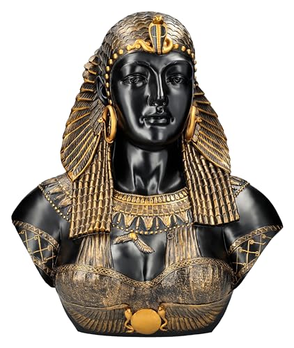 Kleopatra Büste XL - Ägyptische Königin Dekofigur, 52cm, Schwarz & Gold, Kobraschmuck, Handbemalt, Figur Ägypten Deko von Figuren Shop GmbH