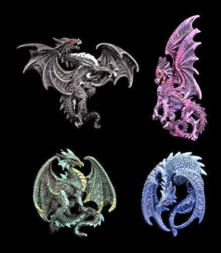Kühlschrank Magnete - Fantasy Drachen 4er Set - Deko Figur Kühlschrank Magnete - Fantasy Drachen 4er Set - Deko Figur von Figuren Shop GmbH