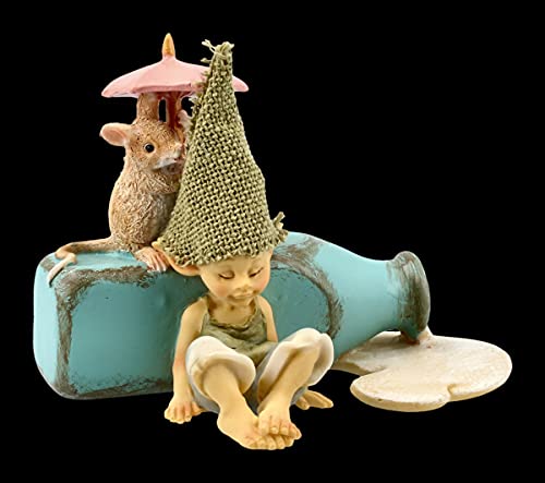 Pixie Kobold Figur - Zu viel Milch geklaut | Gnom Zwerg Deko von Figuren Shop GmbH