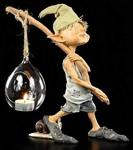 Pixie Kobold Figur als Teelichthalter - Ich GEH mit meiner Laterne | Windlicht Fantasy von Figuren Shop GmbH