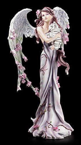 Schutzengel Figur 52 cm groß - Cathetel mit Tiger Baby - Engel Schutz Rosen von Figuren Shop GmbH