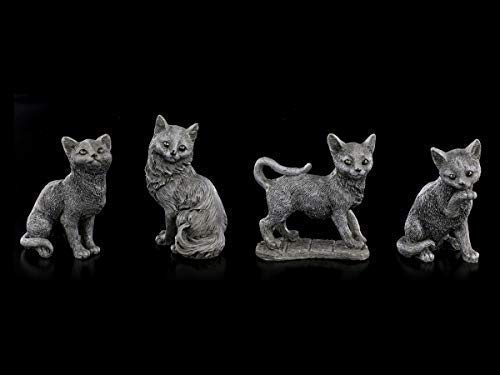 Schwarze Glücks-Katzen Figuren - 4er Set | Tierfigur, handbemalt von Figuren Shop GmbH