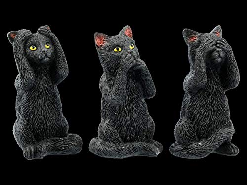 Schwarze Katzen Figuren - Nichts böses, hören, Sagen, sehen - Felines | witzige Tier-Figur, Deko-Figur, Skulptur, Statue, H 8,5 cm von Figuren Shop GmbH