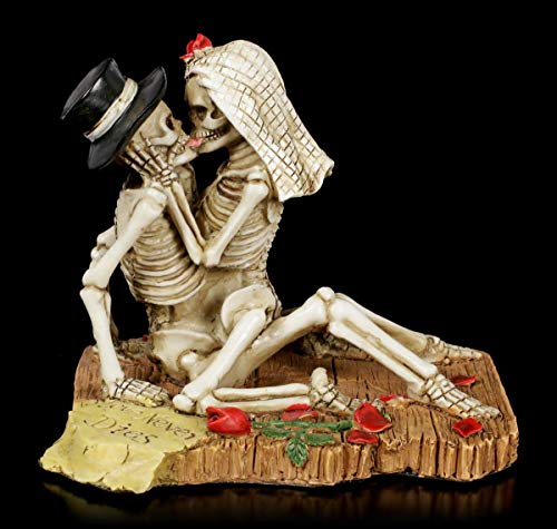 Skelett Gothic-Brautpaar Figur - Love Never Dies | Fantasy-Dekofigur, handbemalt, H 9 cm von Figuren Shop GmbH