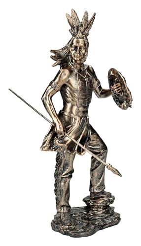 Stammeskrieger Figur mit Speer und Schild 34 cm - Indianer Krieger Western Deko von Figuren Shop GmbH