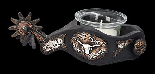 Teelichthalter Western Style Cowboystiefel-Sporen | Deko Indianer Wilder Westen Kerzenhalter Mehrfarbig von Figuren Shop GmbH