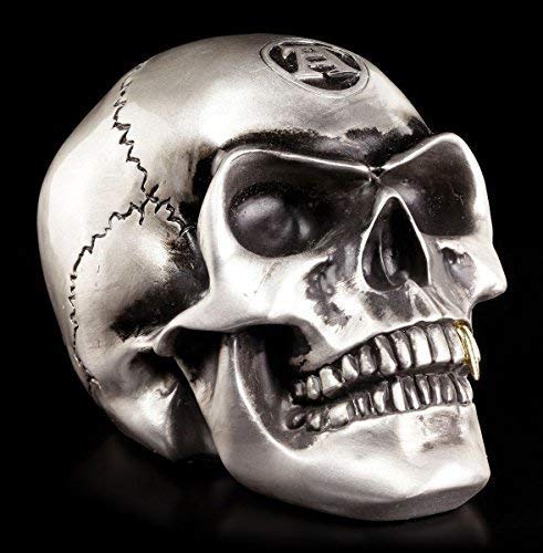 Totenkopf Figur - Metallfarbener Alchemist - Alchemy The Vault Deko Schädel Skull von Figuren Shop GmbH