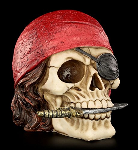 Totenkopf Figur - Pirat mit rotem Kopftuch von Figuren Shop GmbH