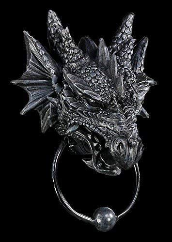 Türklopfer mit Drachenkopf schwarz | Drache Figur Gothic Deko von Figuren Shop GmbH