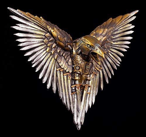 Wandrelief Steampunk Rabe | Krähe aus Schwertern | Deko Figur Gothic Fantasy von Figuren Shop GmbH