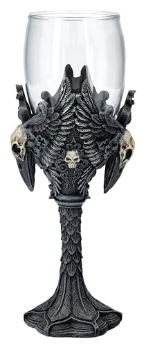 Weinglas geflügelter Rabenschädel 200ml - Gothic Glas Fantasy Figur Rabe Totenkopf von Figuren Shop GmbH