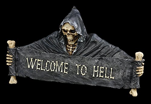 Figuren-Shop.de Türschild Tod Reaper Skelett - Welcome to Hell von Figuren-Shop.de