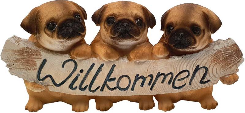 Figurendiscounter Dekofigur Dekofigur Möpse Willkommen 14 x 25 x 9 cm von Figurendiscounter