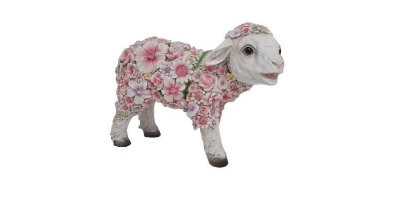 Figurendiscounter Gartenfigur Dekofigur Blumenschaf stehend 8 x 12 x 30 cm von Figurendiscounter