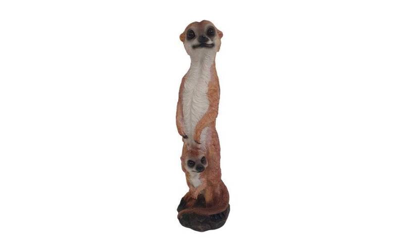 Figurendiscounter Gartenfigur Dekofigur Erdmännchen mit Kind 29 x 9 cm braun von Figurendiscounter