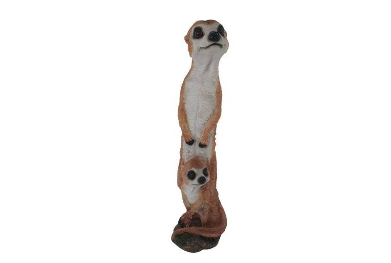 Figurendiscounter Gartenfigur Dekofigur Erdmännchen mit Kind 47 x 13,5 cm braun von Figurendiscounter