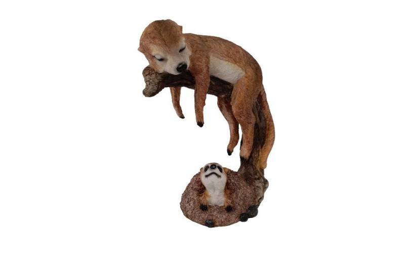 Figurendiscounter Gartenfigur Dekofigur Erdmännchen schlafend 36 x 28 cm braun von Figurendiscounter