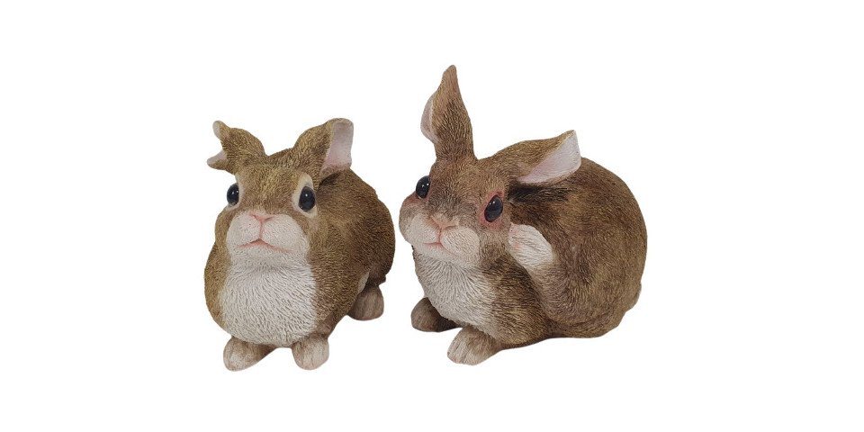 Figurendiscounter Gartenfigur Dekofigur Hasen 2-er Set 20 x 14 x 22 cm von Figurendiscounter