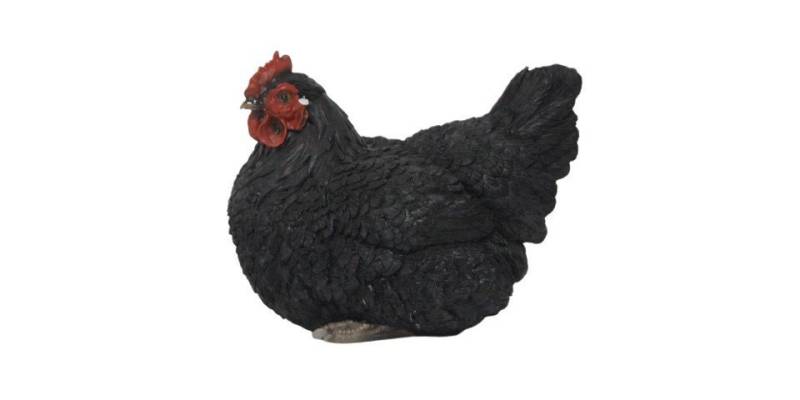 Figurendiscounter Gartenfigur Dekofigur Henne sitzend - schwarz 20 x 17,5 x 26 von Figurendiscounter