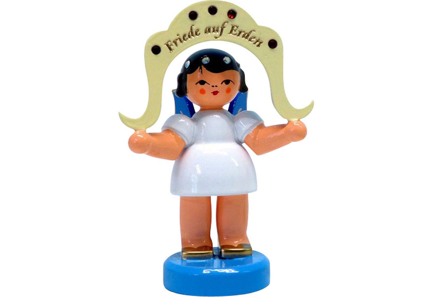 Figurenland Uhlig GmbH Dekofigur Engel "Friede auf Erden" - Swarovski-Edition - Blaue Flügel - stehend von Figurenland Uhlig GmbH