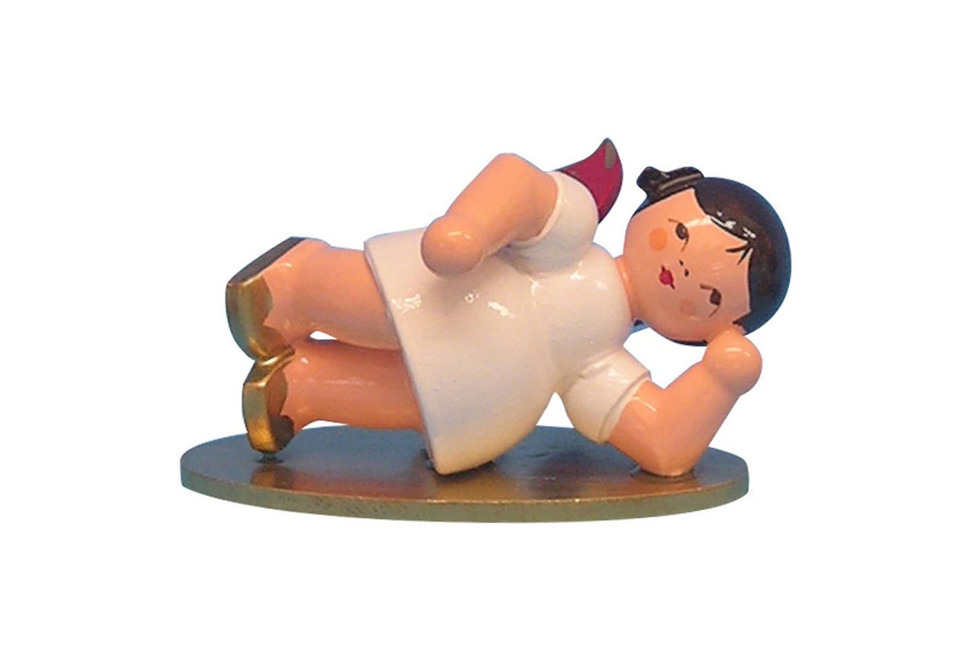 Figurenland Uhlig GmbH Dekofigur Engel Kopf rechts - Rote Flügel - liegend (6cm) von Kunstgewerbe Uhlig von Figurenland Uhlig GmbH