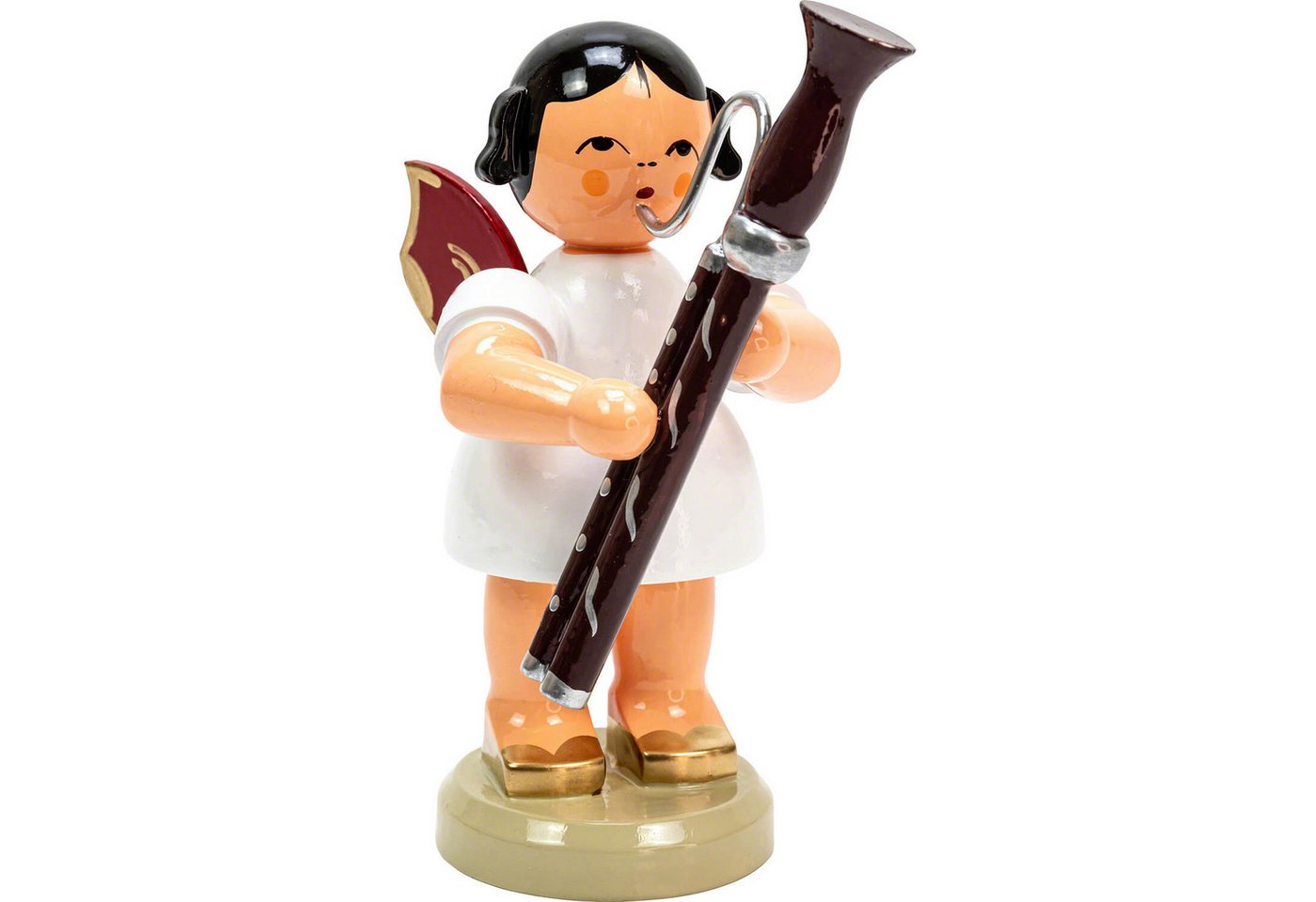 Figurenland Uhlig GmbH Dekofigur Engel mit Fagott - Rote Flügel - stehend (9,5cm) von Kunstgewerbe Uhli von Figurenland Uhlig GmbH