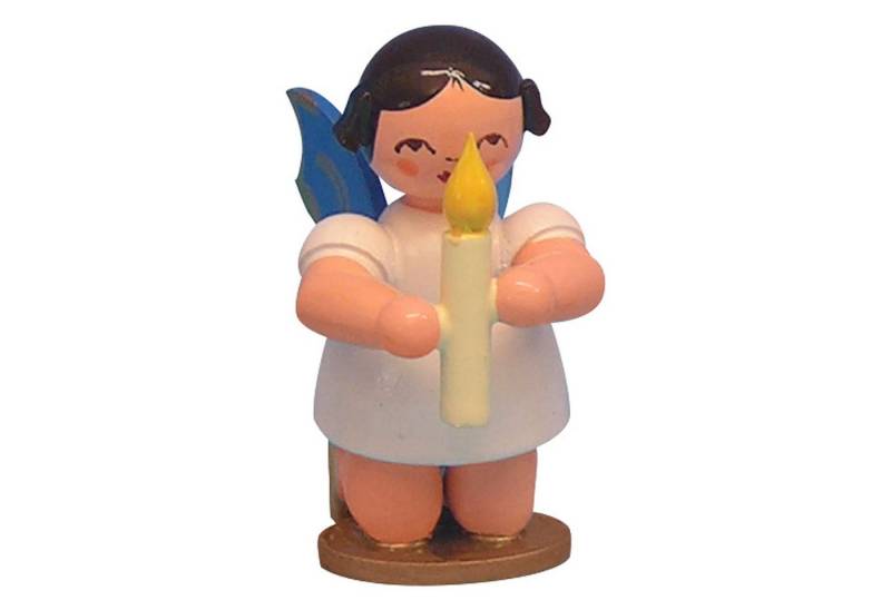 Figurenland Uhlig GmbH Dekofigur Engel mit Kerze - Blaue Flügel - kniend (6cm) von Kunstgewerbe Uhlig von Figurenland Uhlig GmbH