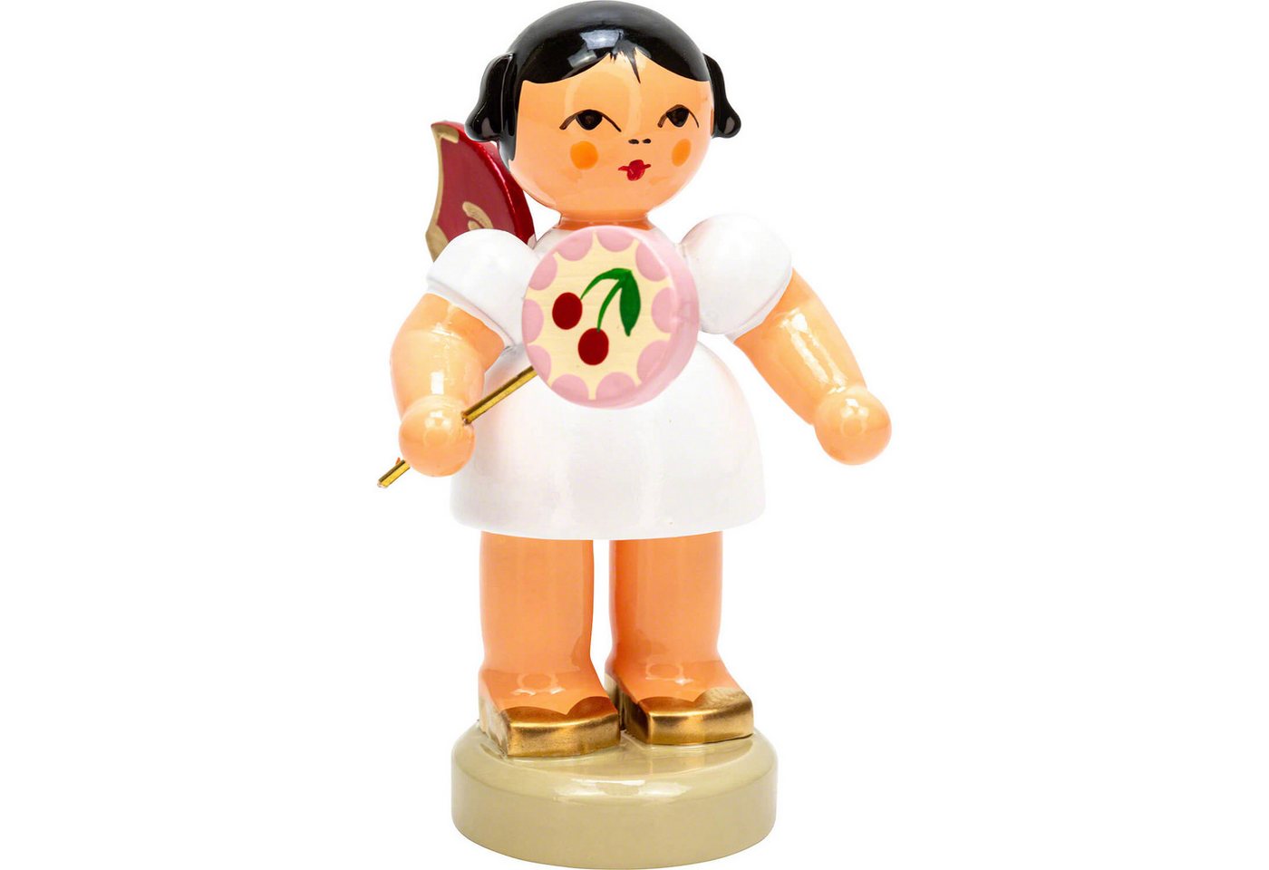 Figurenland Uhlig GmbH Dekofigur Engel mit Lolli - Rote Flügel - stehend (6cm) von Kunstgewerbe Uhlig von Figurenland Uhlig GmbH