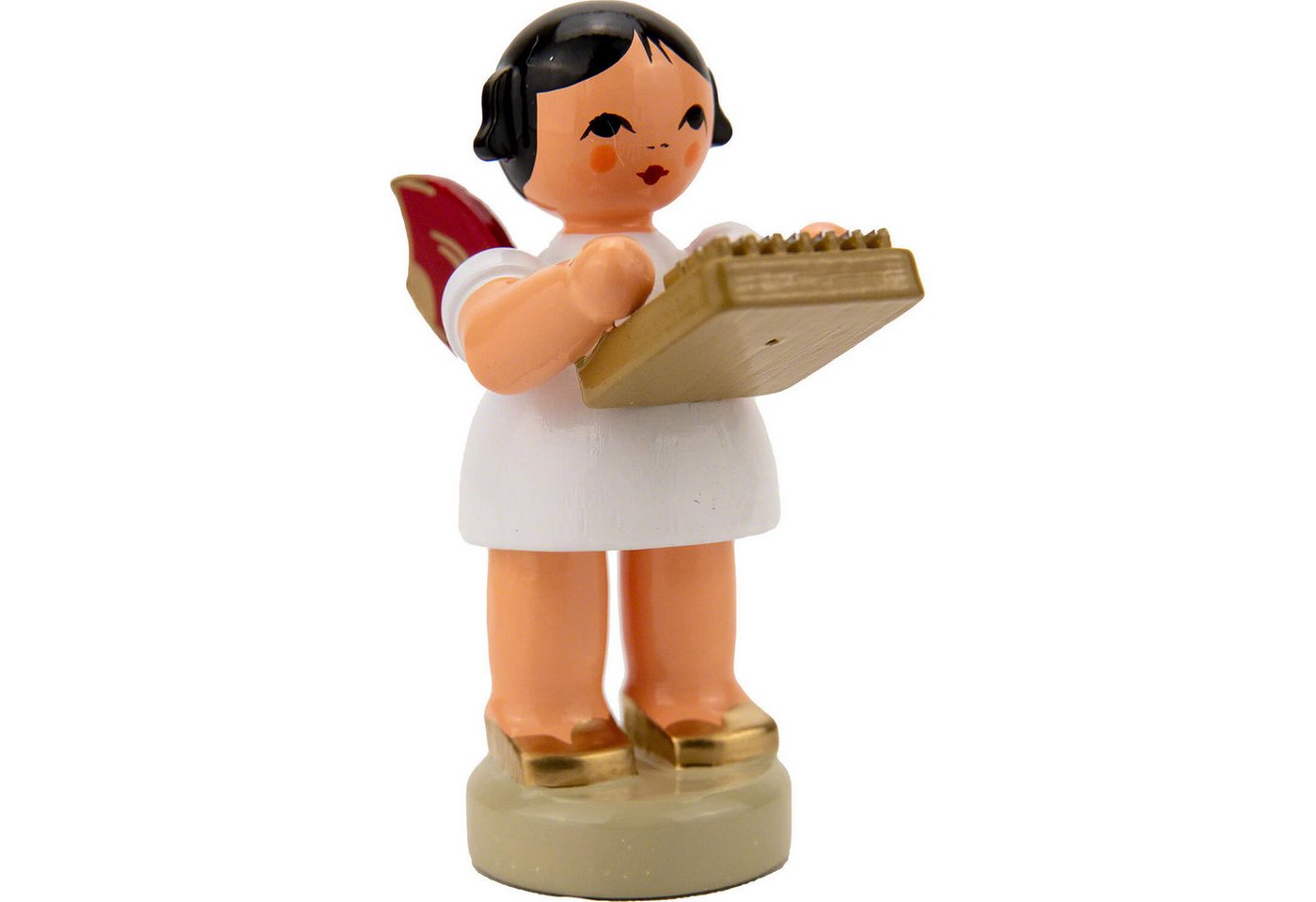 Figurenland Uhlig GmbH Dekofigur Engel stehend mit Kalimba - Rote Flügel (6cm) von Kunstgewerbe Uhlig von Figurenland Uhlig GmbH
