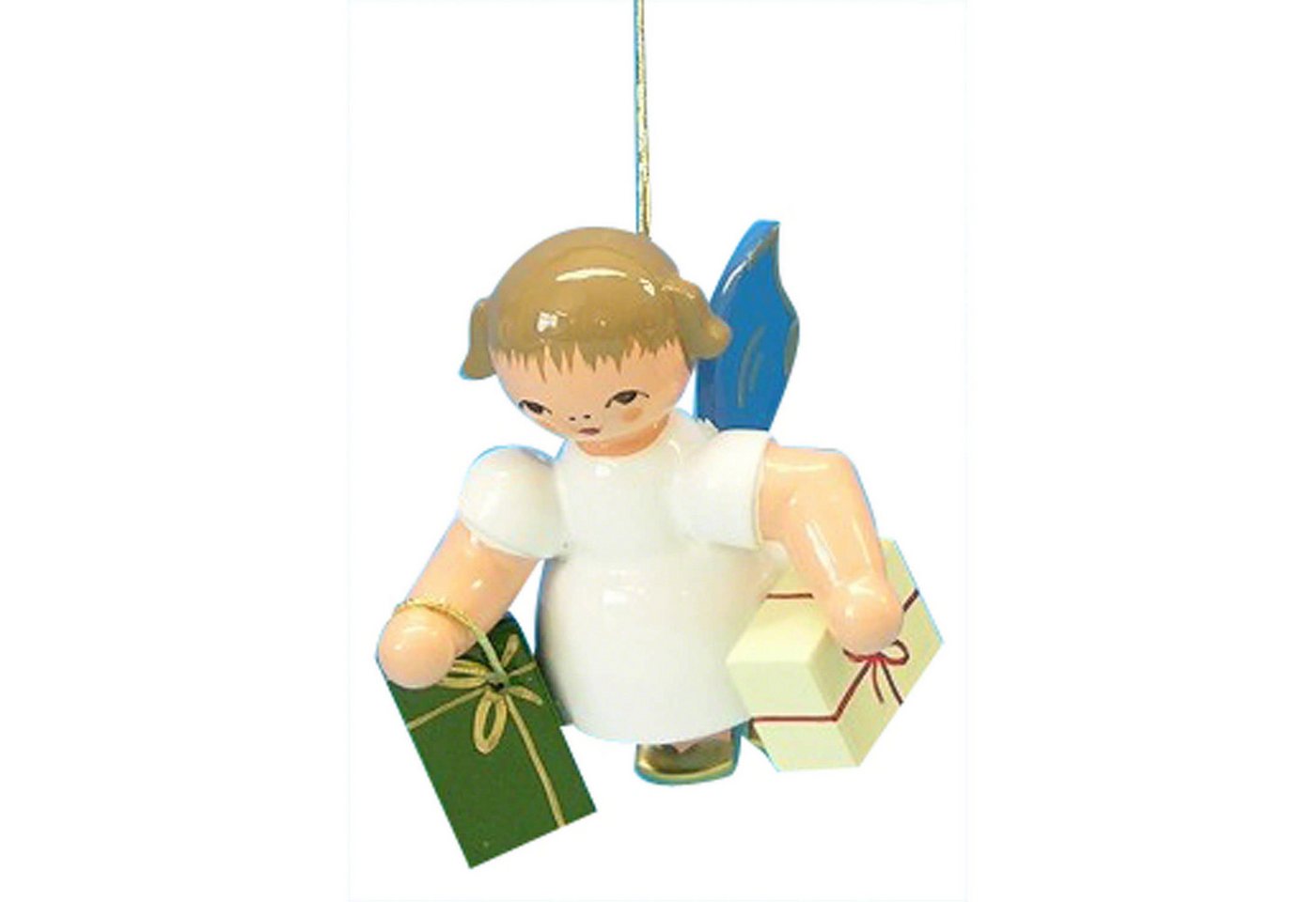 Figurenland Uhlig GmbH Dekohänger Christbaumschmuck Engel mit 2 Geschenken - Blaue Flügel - schwebend (6 von Figurenland Uhlig GmbH