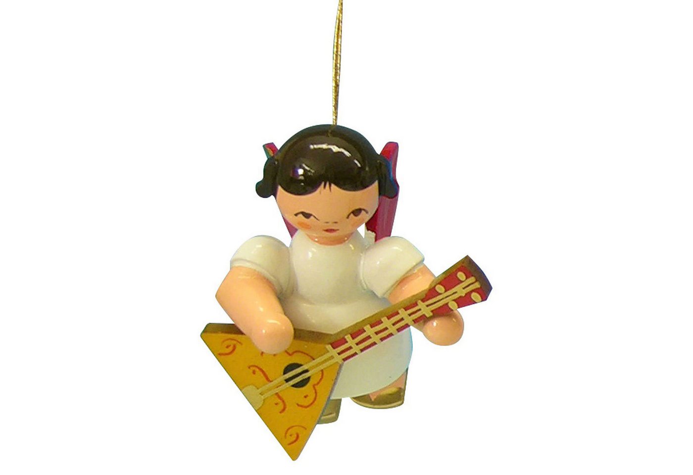 Figurenland Uhlig GmbH Dekohänger Christbaumschmuck Engel mit Balalaika - Rote Flügel - schwebend (5,5cm von Figurenland Uhlig GmbH