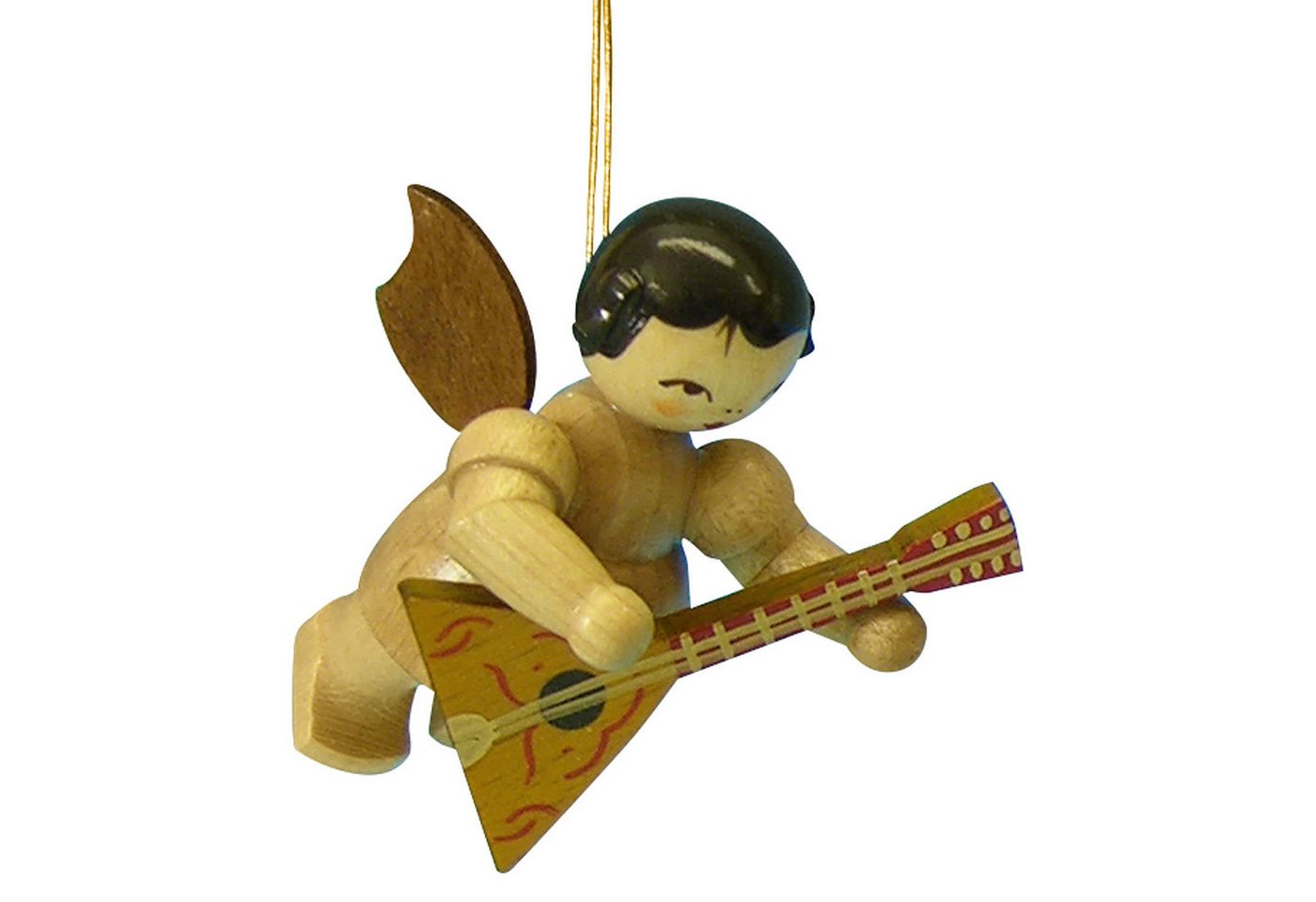 Figurenland Uhlig GmbH Dekohänger Christbaumschmuck Engel mit Balalaika - natur - schwebend (5,5cm) von von Figurenland Uhlig GmbH