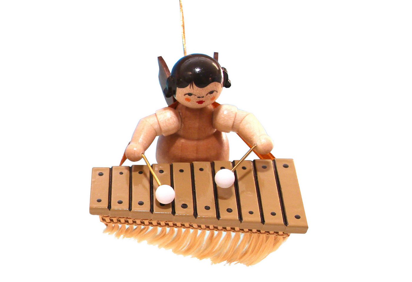 Figurenland Uhlig GmbH Dekohänger Christbaumschmuck Engel mit Bassxylophon - natur - schwebend (5,5cm) v von Figurenland Uhlig GmbH