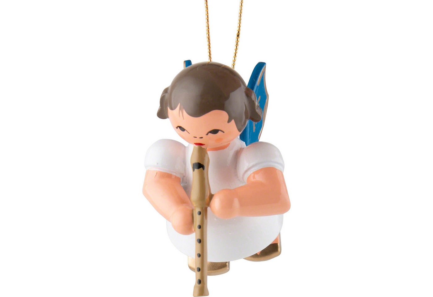 Figurenland Uhlig GmbH Dekohänger Christbaumschmuck Engel mit Blockflöte - Blaue Flügel - schwebend (5,5 von Figurenland Uhlig GmbH