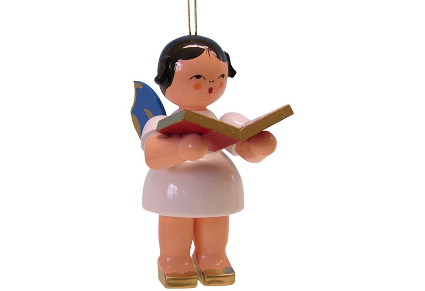 Figurenland Uhlig GmbH Dekohänger Christbaumschmuck Engel mit Buch - blaue Flügel (9,5cm) von Kunstgewer von Figurenland Uhlig GmbH