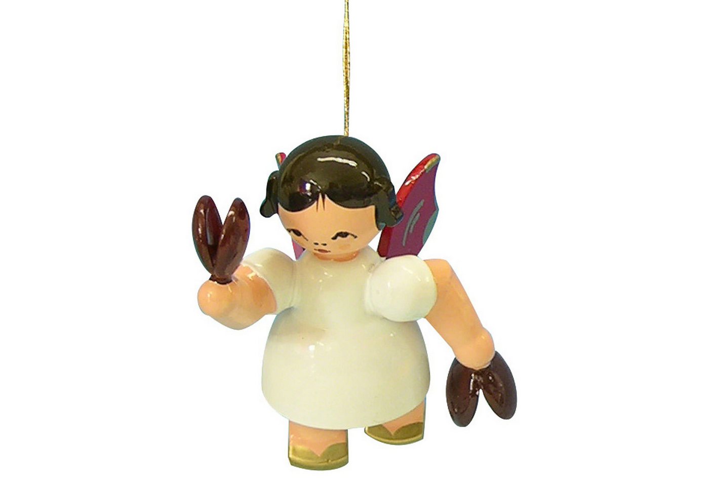 Figurenland Uhlig GmbH Dekohänger Christbaumschmuck Engel mit Kastagnetten - Rote Flügel - schwebend (5 von Figurenland Uhlig GmbH